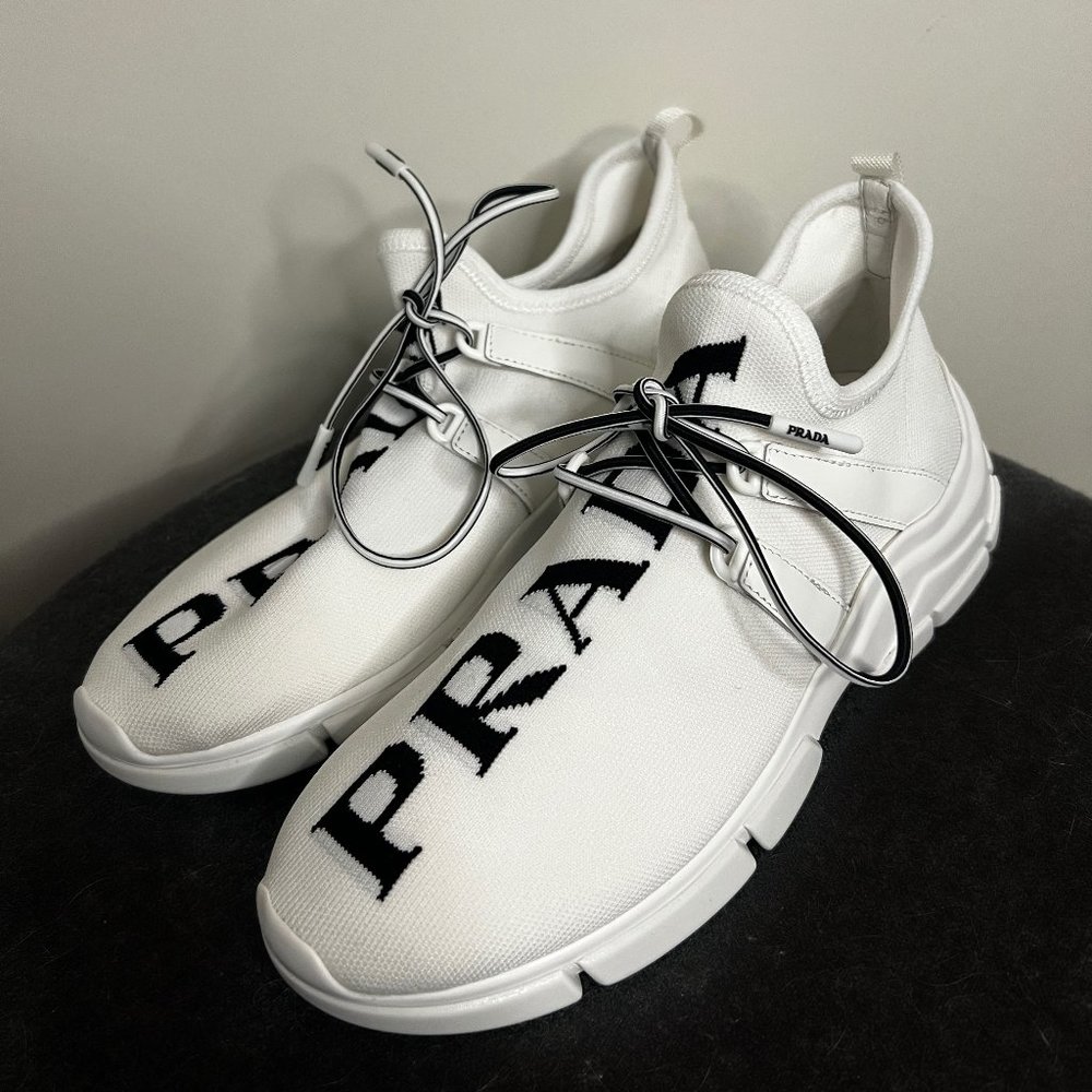 Prada Womens Logo Knit Sneaker